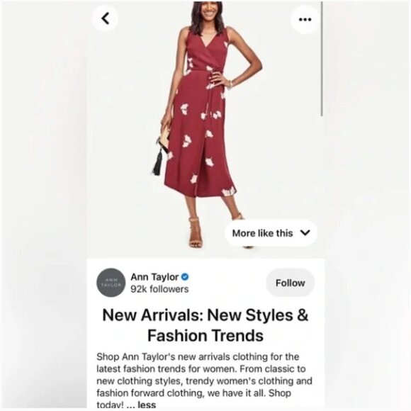 Ann Taylor Summer Blossom Oxblood Maroon Midi Tie Wrap Dress 2P - Picture 14 of 14